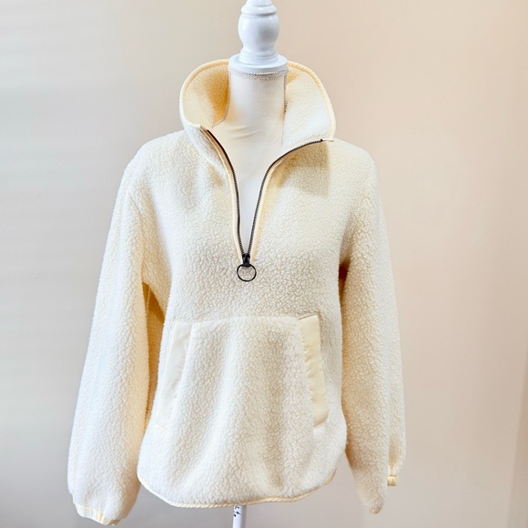Madewell Tops - Madewell Fleece Pullover Sweatshirt Sz Medium Cream